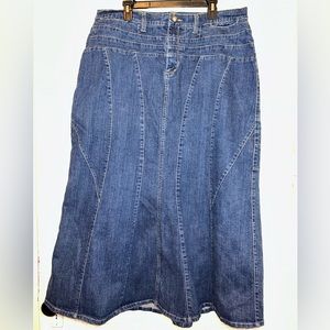 Ashley Stewart Denim Blue Jean Modest Stretch Maxi Skirt